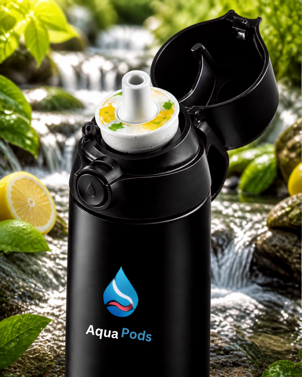 AquaPods — Gourde Sport à Saveurs | Hydratation Aromatisée Zéro Sucre (7 Pods Inclus)